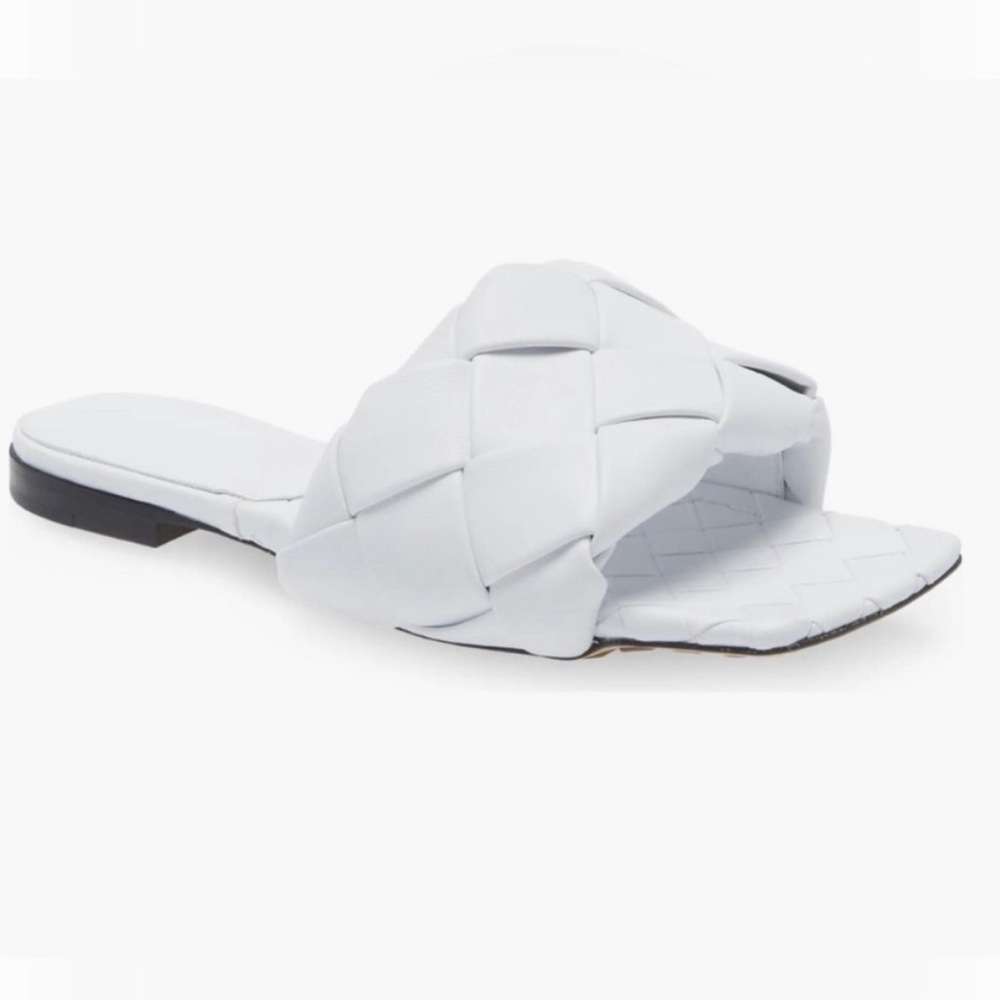 Women Braided Slide Flat Sandals Square Open Toe Woven Strap Slipper Size 7.5